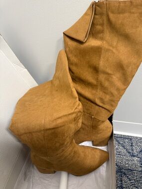 Lane Bryant Over-the-Knee Suede-Look Boots in Camel Brown